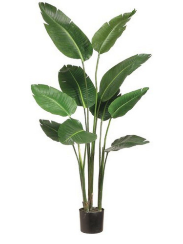 DEFLECTAIR 5 Feet Tall Artificial Bird of Paradise Indoor Plant in Black Pot