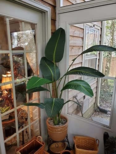 TRESIL 5 Feet Tall Artificial Bird of Paradise Indoor Plant in Black Pot