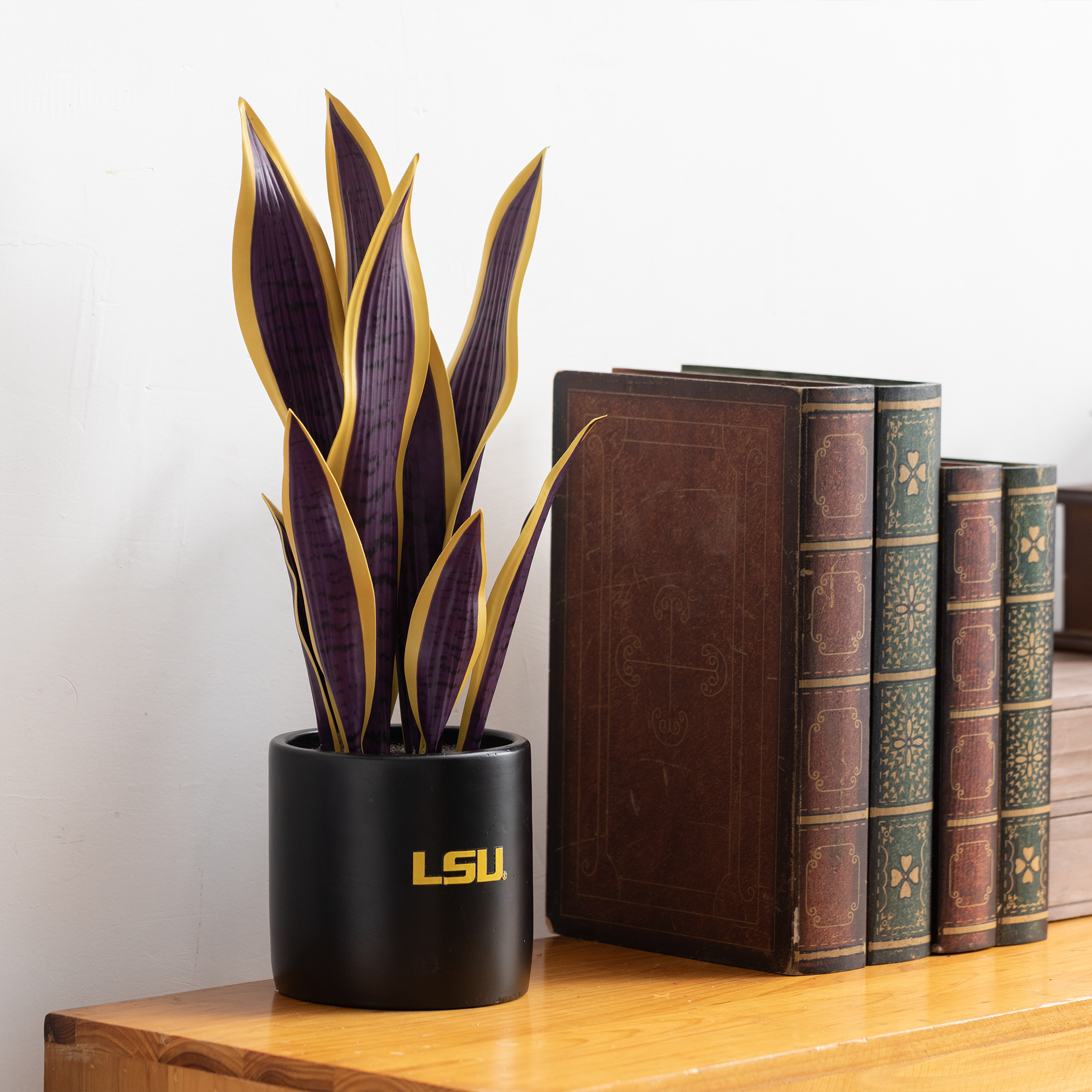potted faux snake plant LSU Artificial Snake Plant- Best Gift for the Louisiana University Fan