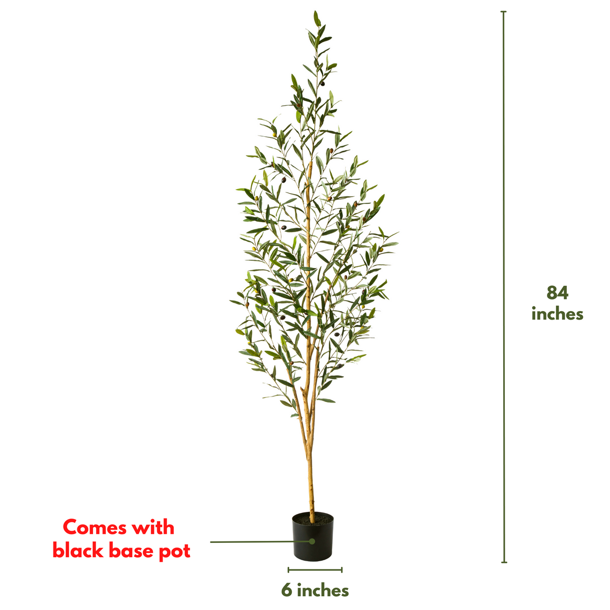7 Ft Artificial Olive Tree in Black Pot