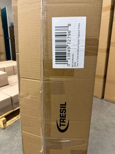 TRESIL (2 Pack) 4 Feet Tall Artificial Cedar Boxwood Topiary Tree in Black Planter