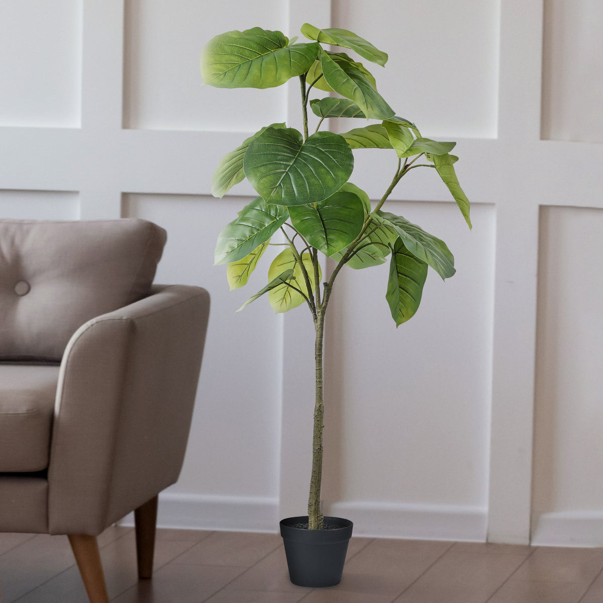 Artificial Ficus Tree in Black Planter - 4 Feet