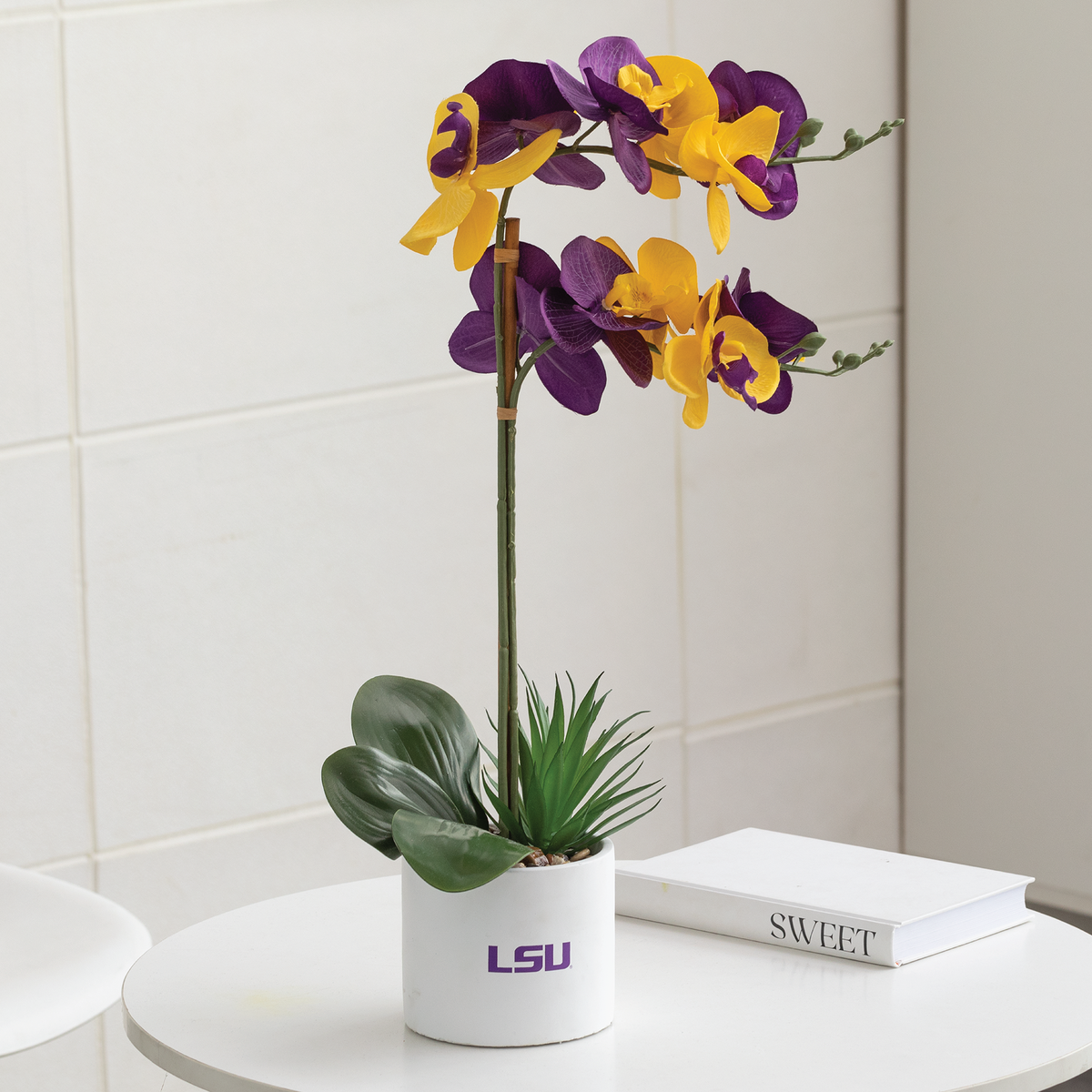 LSU Tigers Faux Snake Plant & Orchid