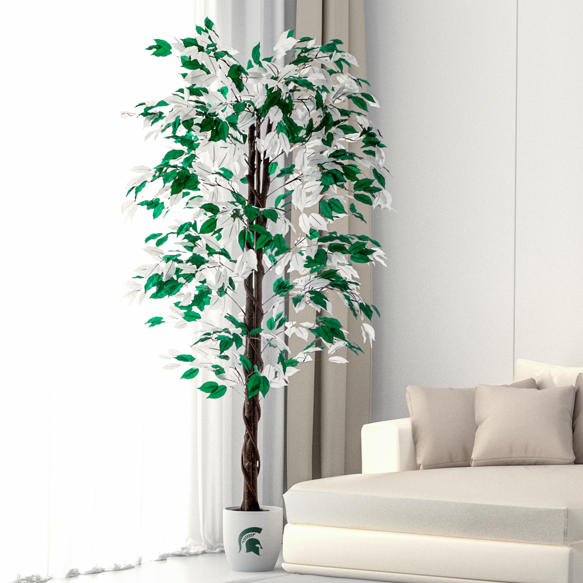 MSU Spartan Faux Ficus Tree 6 Feet