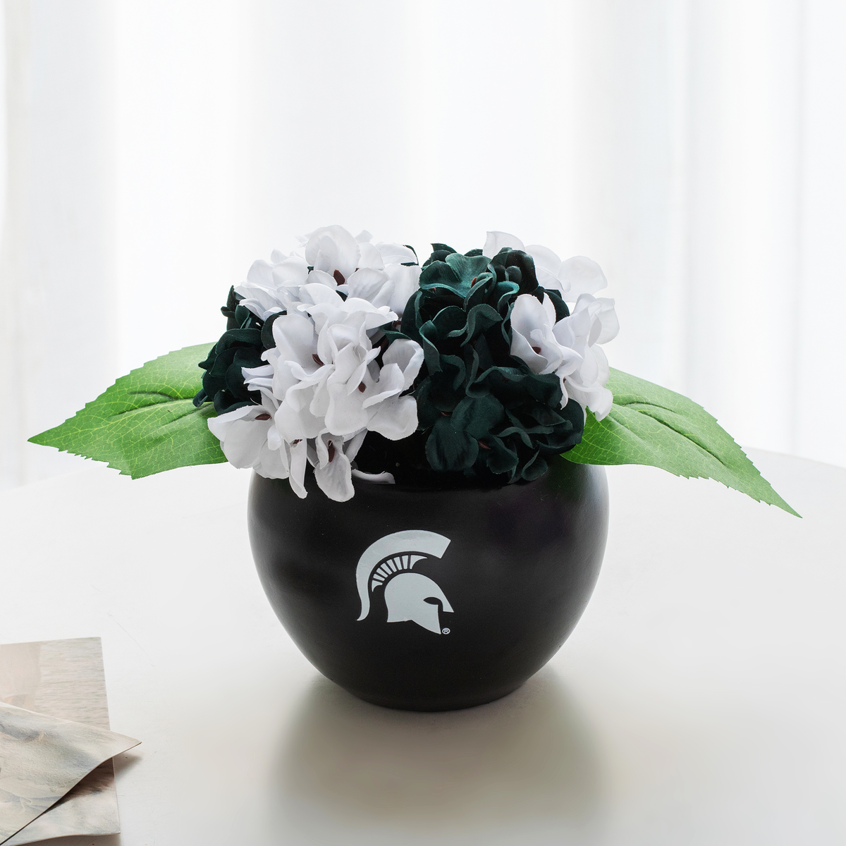 MSU Spartan Faux Orchid & Hydrangea