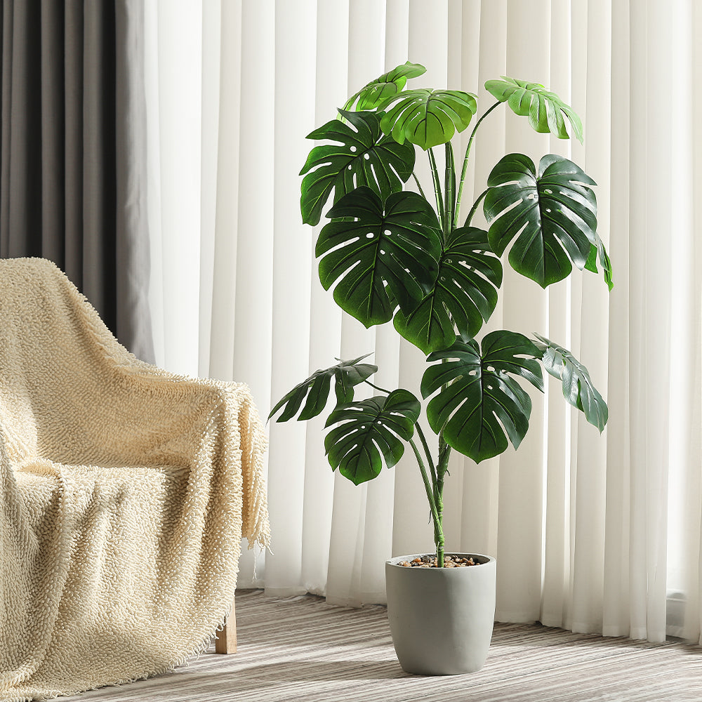 monstera deliciosa pot Faux Monstera 3.5 feet with Pot