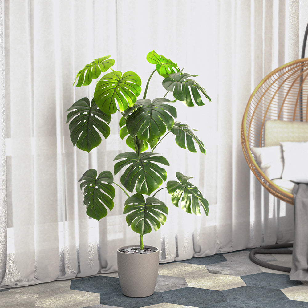 large faux monstera plant Faux Monstera 3.5 feet with Pot