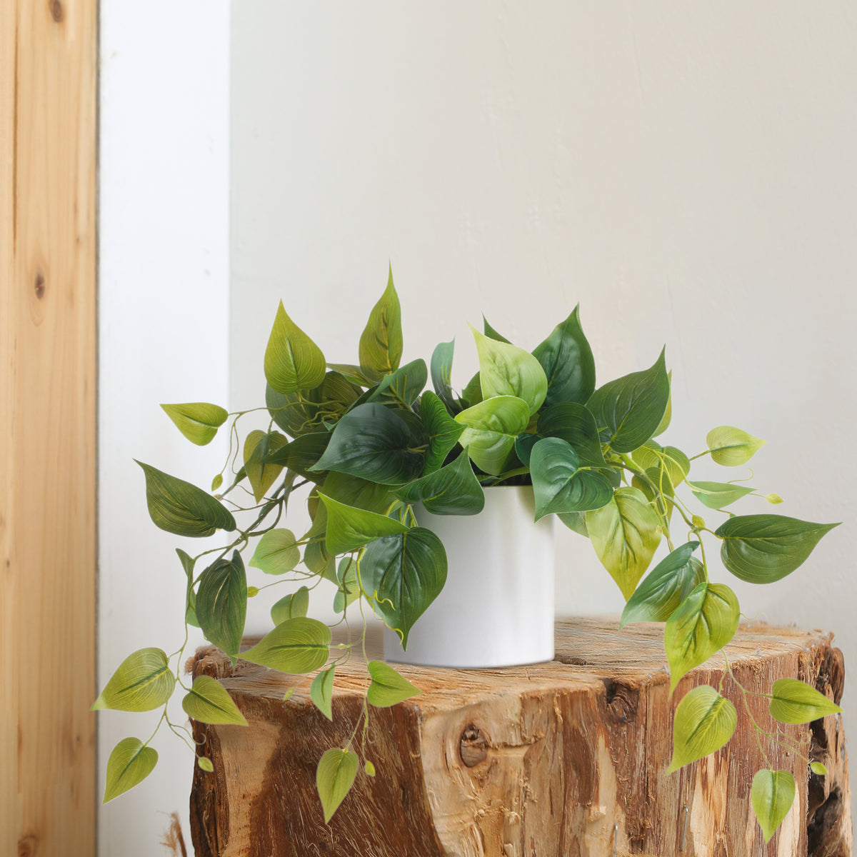 Artificial Pothos Plant in White Pot