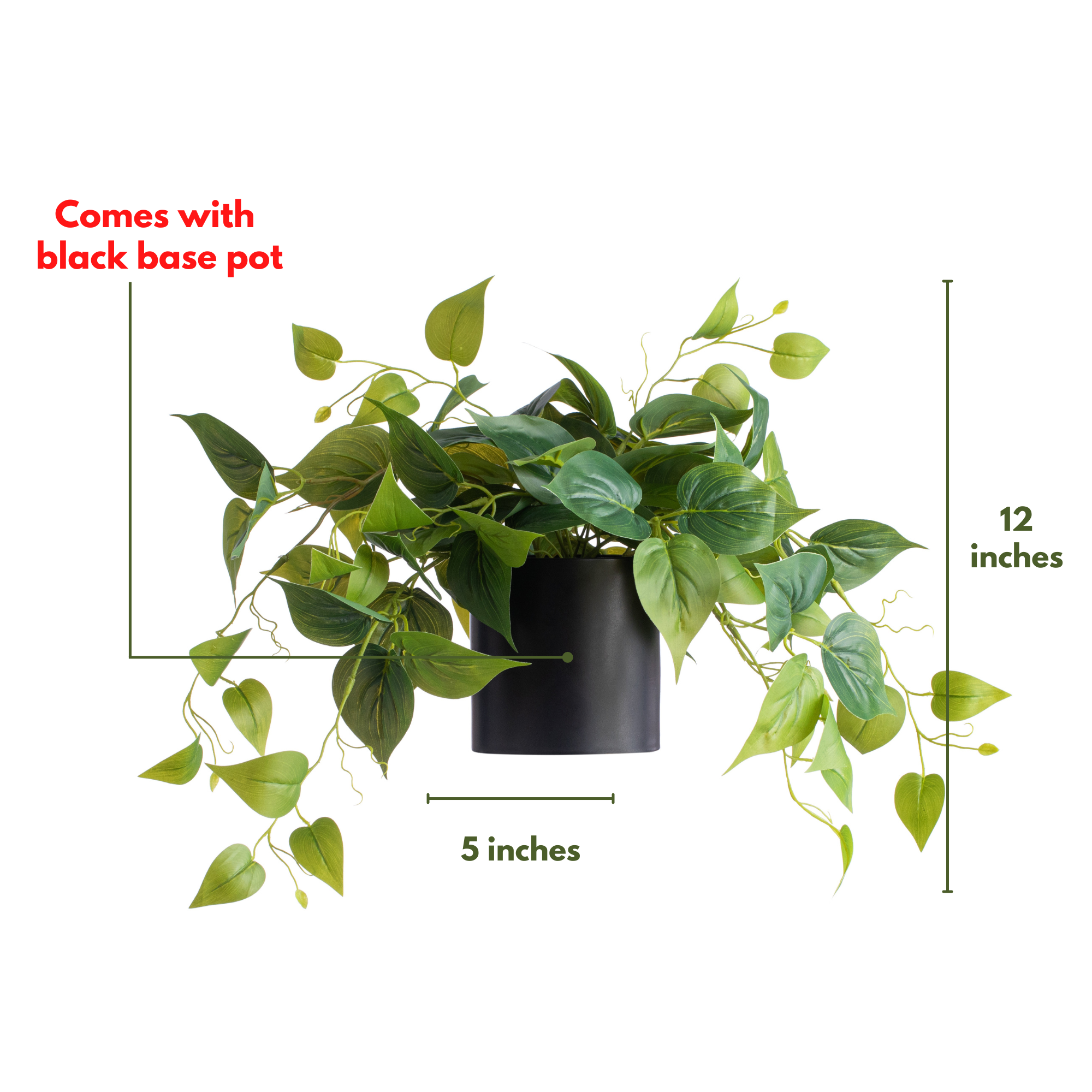 black pothos plant Faux Pothos Table Plant in Black Pot