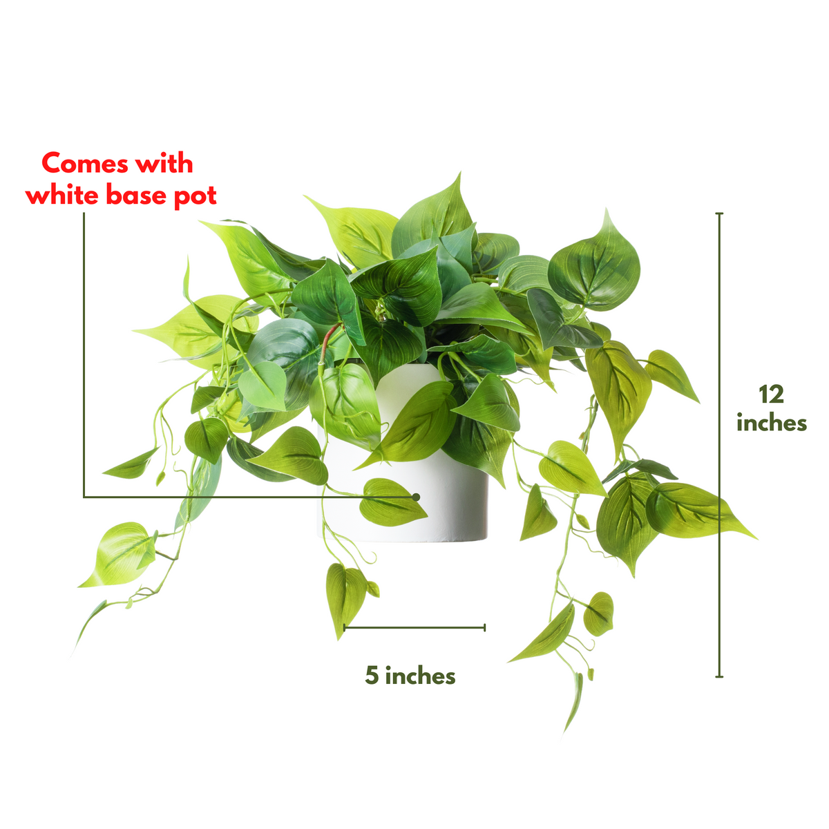Artificial Pothos Plant in White Pot