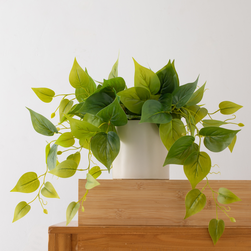 Artificial Pothos Plant in White Pot