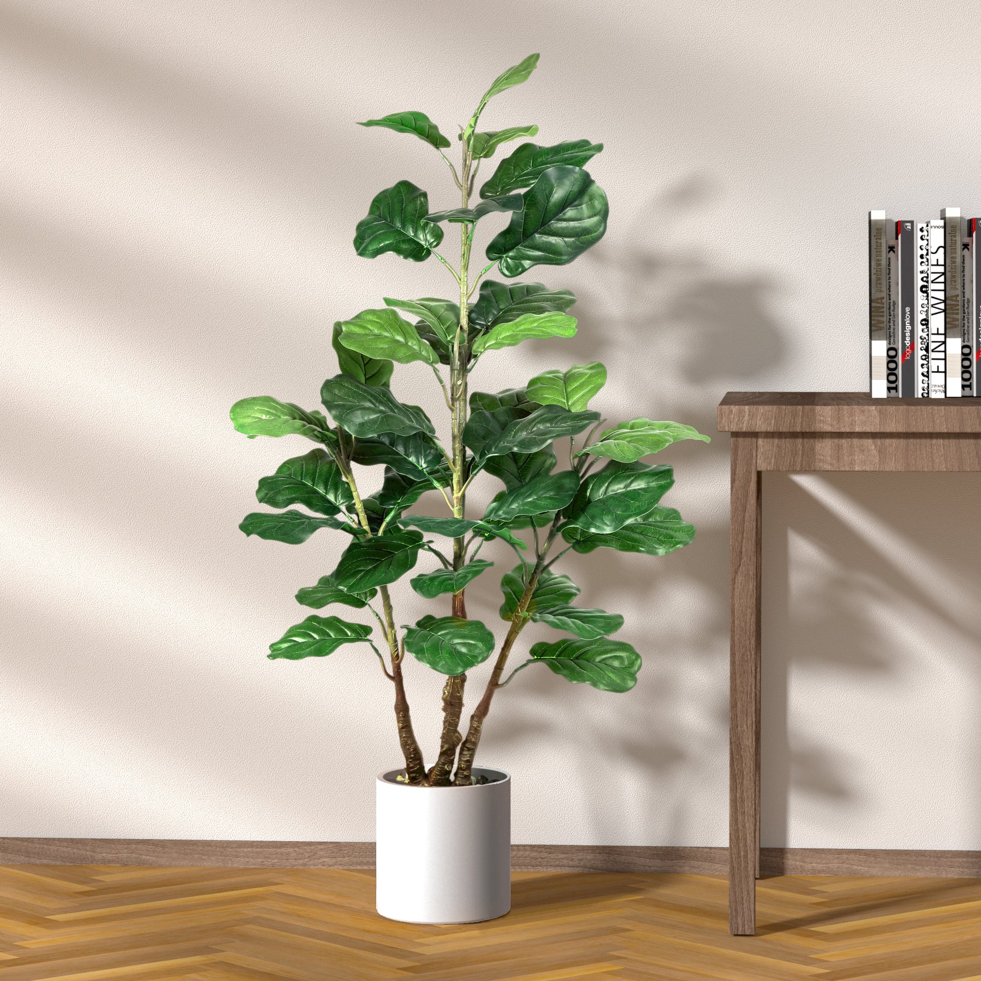 fiddle leaf fig in ceramic pot Fiddle Leaf with Ceramic Pot 5 feet