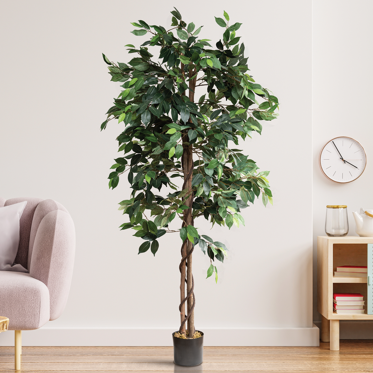 Fake Ficus Silk Tree and Dracaena Indoor Plant 5 Feet