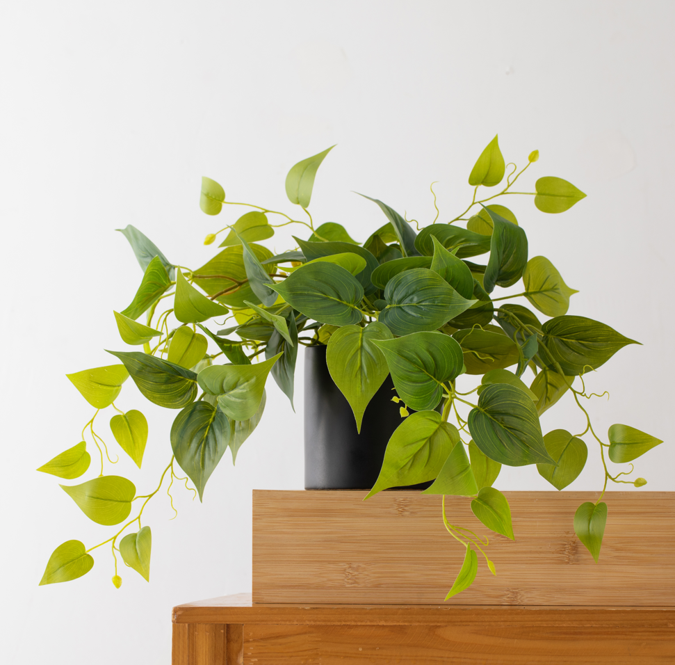faux plant in black pot Faux Pothos Table Plant in Black Pot